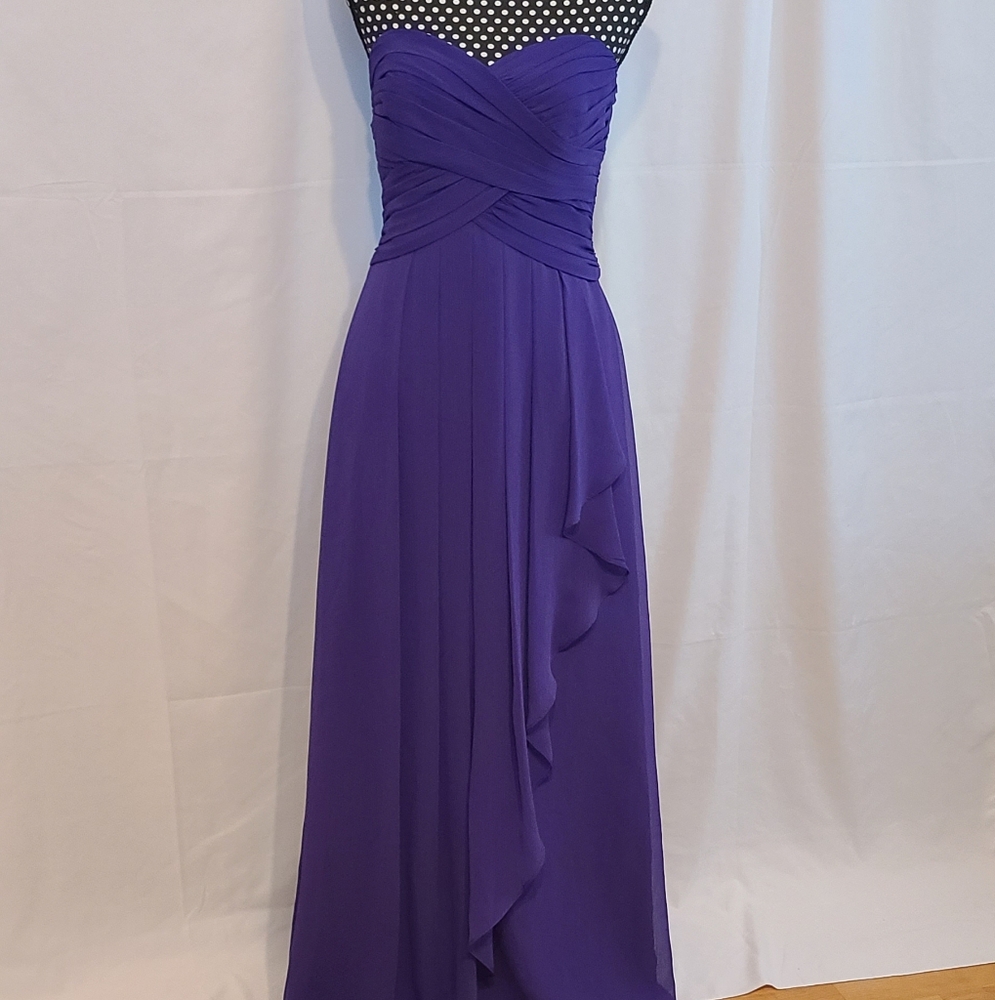 David's Bridal Regency Royal Purple Floor Length Chiffon Dress